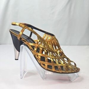Charles Jourdan Womens Gold Heels Size 5